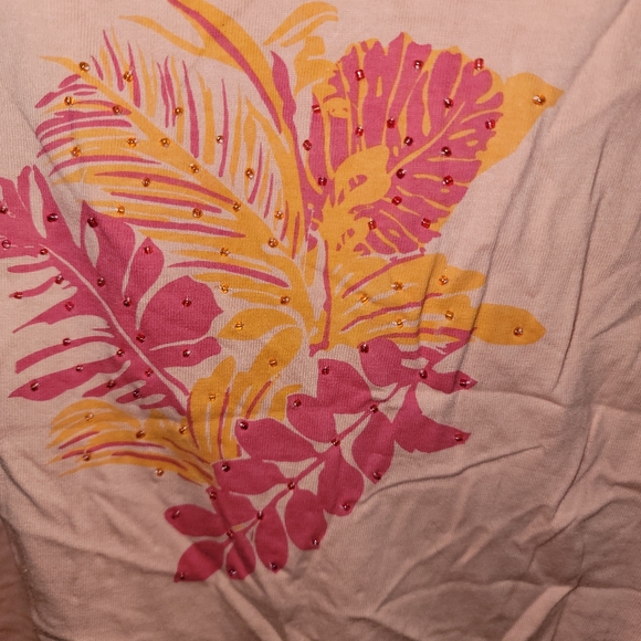 Womens plus sz 1X tank Top Mirror Image Shirt tropical coral orange - Picture 3 of 3